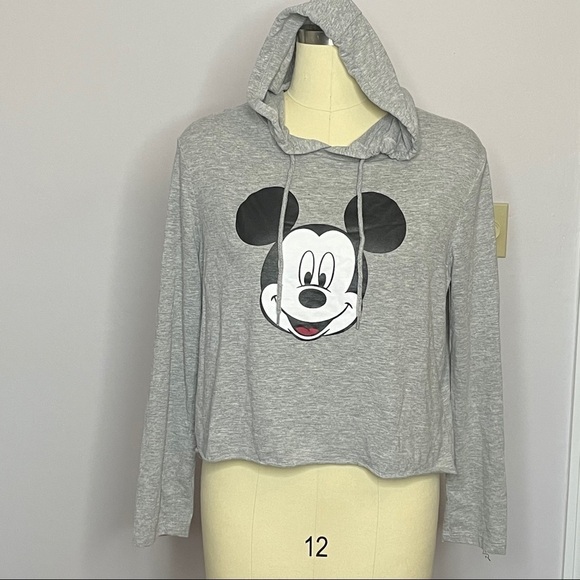 Disney Mickey Mouse Cropped Jersey Hoodie - Picture 5 of 12